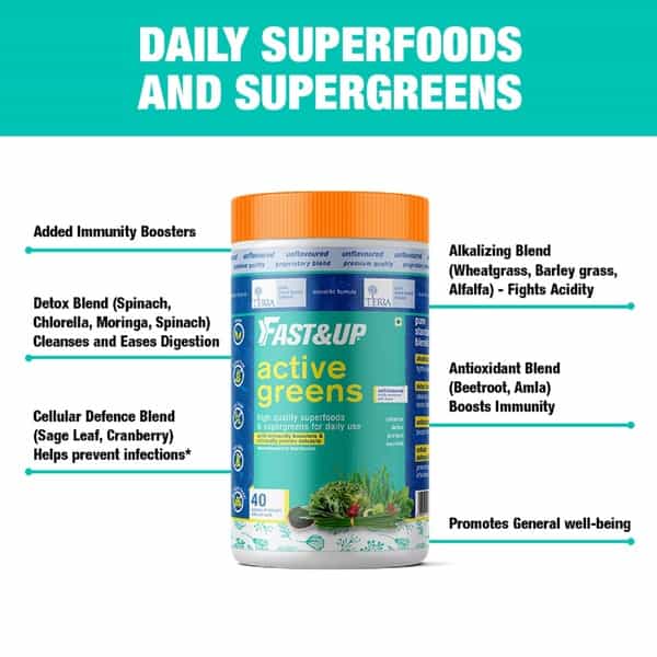 Fast&Up Superfoods With Multivitamins - Active Greens 280G & Vitalize 20 Tablets