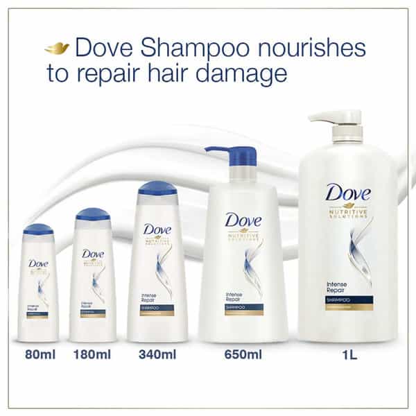 Dove Intense Repair Shampoo 1 L- Mild Daily Shampoo For Men & Women