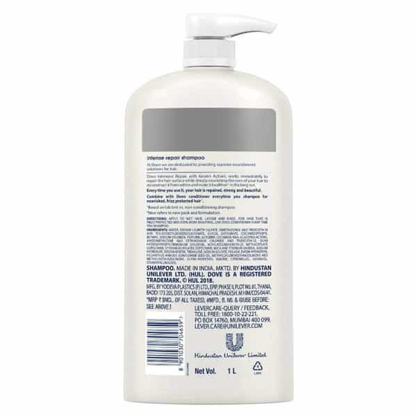 Dove Intense Repair Shampoo 1 L- Mild Daily Shampoo For Men & Women