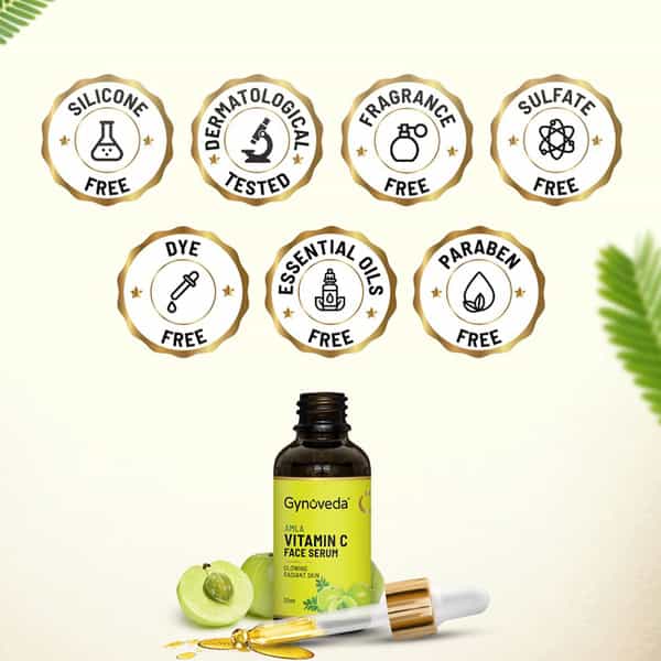 Gynoveda Amla Vitamin C Face Serum For Glowing Radiant Clean And Clear Skin. 90Ml
