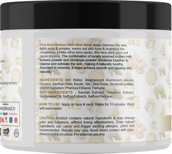 Pink Root Multani Mitti Facial Mud Mask 100Gm