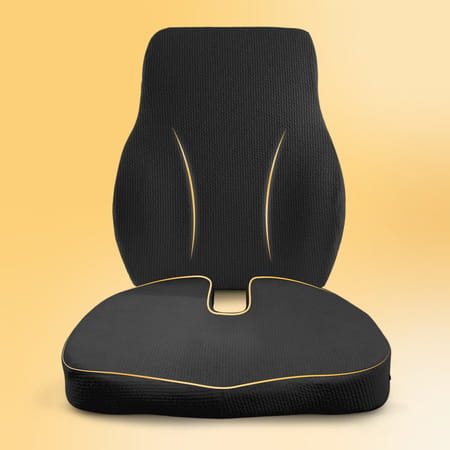 Betterhood Black Memory Foam Back Support And Coccyx Seat Cushion Combo For Chair