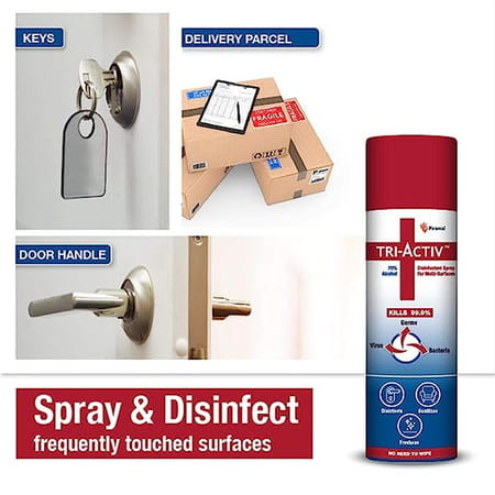 Tri-Activ 70% Alcohol Based Disinfectant / Sanitizer Spray (230 Ml) - Pack Of 3
