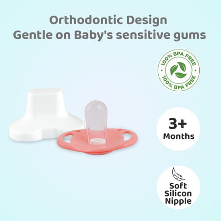 R For Rabbit Baby Apple Pacifier Ultra Light Soft Silicone Nipple | 6 Months +|Medium|Pink