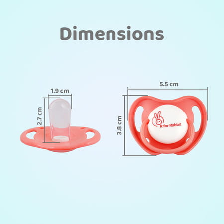 R For Rabbit Baby Apple Pacifier Ultra Light Soft Silicone Nipple | 6 Months +|medium|pink