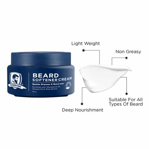 The Beard Story Beard Softener Cream With Shea Butter | Almond Oil For Dryness | Soothe Itch 50G