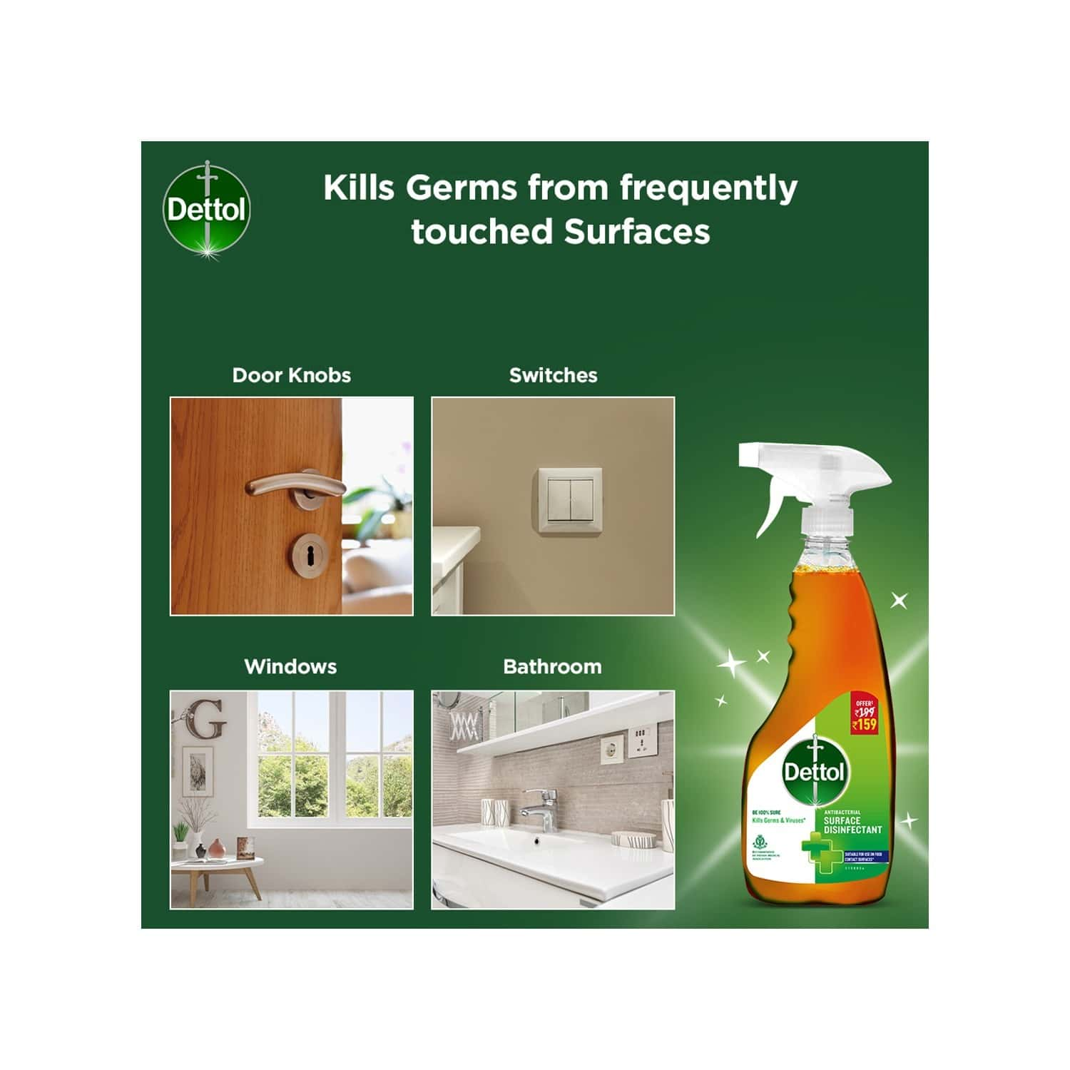 Buy Dettol Antibacterial Surface Disinfectant Spray Sanitizer Kills