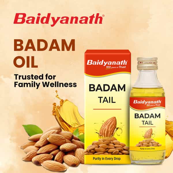 Baidyanath Ayurved Badam Tail 100Ml | Almond Oil For Skin & Hair