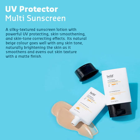 Belif Uv Protector Korean Vegan Tinted Mineral Face Sunscreen Spf 50+ Fortoneupwithmattefinish(50Ml)