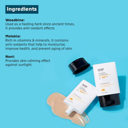 Belif Uv Protector Korean Vegan Tinted Mineral Face Sunscreen Spf 50+ Fortoneupwithmattefinish(50Ml)