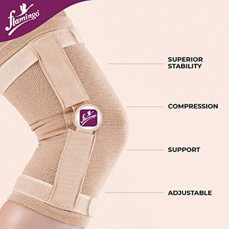 Flamingo Hinged Knee Cap Support Brace Sleeves Pair | Color-Beige | Size-Xl