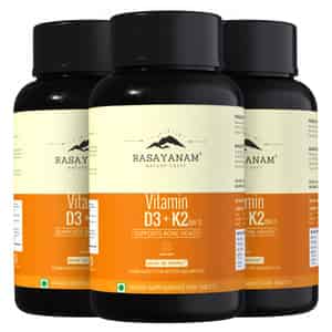 Rasayanam D3+k2 Mk-7 Vegan | Balchem K2 | Calcium | Bone & Heart Support | 120 Tablets (pack Of 3)