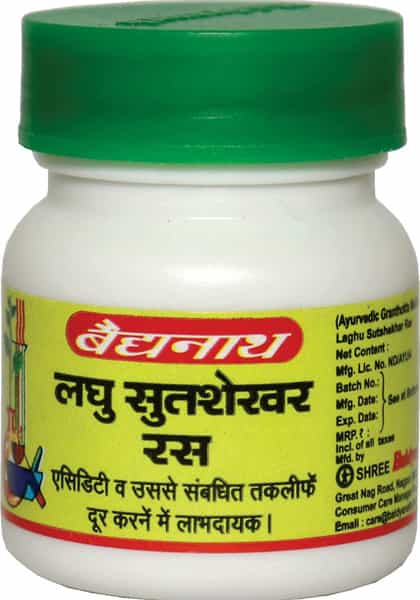 Baidyanath Asli Ayurved Laghu Sootshekhar Ras | Improve Digestion Acidity - 50N (Pack Of 2)