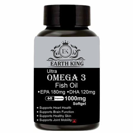 Earth King Ultra Omega 3 Fish Oil - 1000mg (180 Mg Epa & 120 Mg Dha) - 60 Capsules