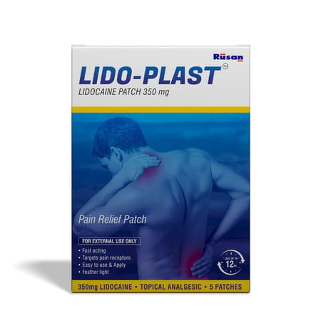 Rusan Lido-Plast | Pain Relief | Lidocaine 350mg | Packet | 5 Patches