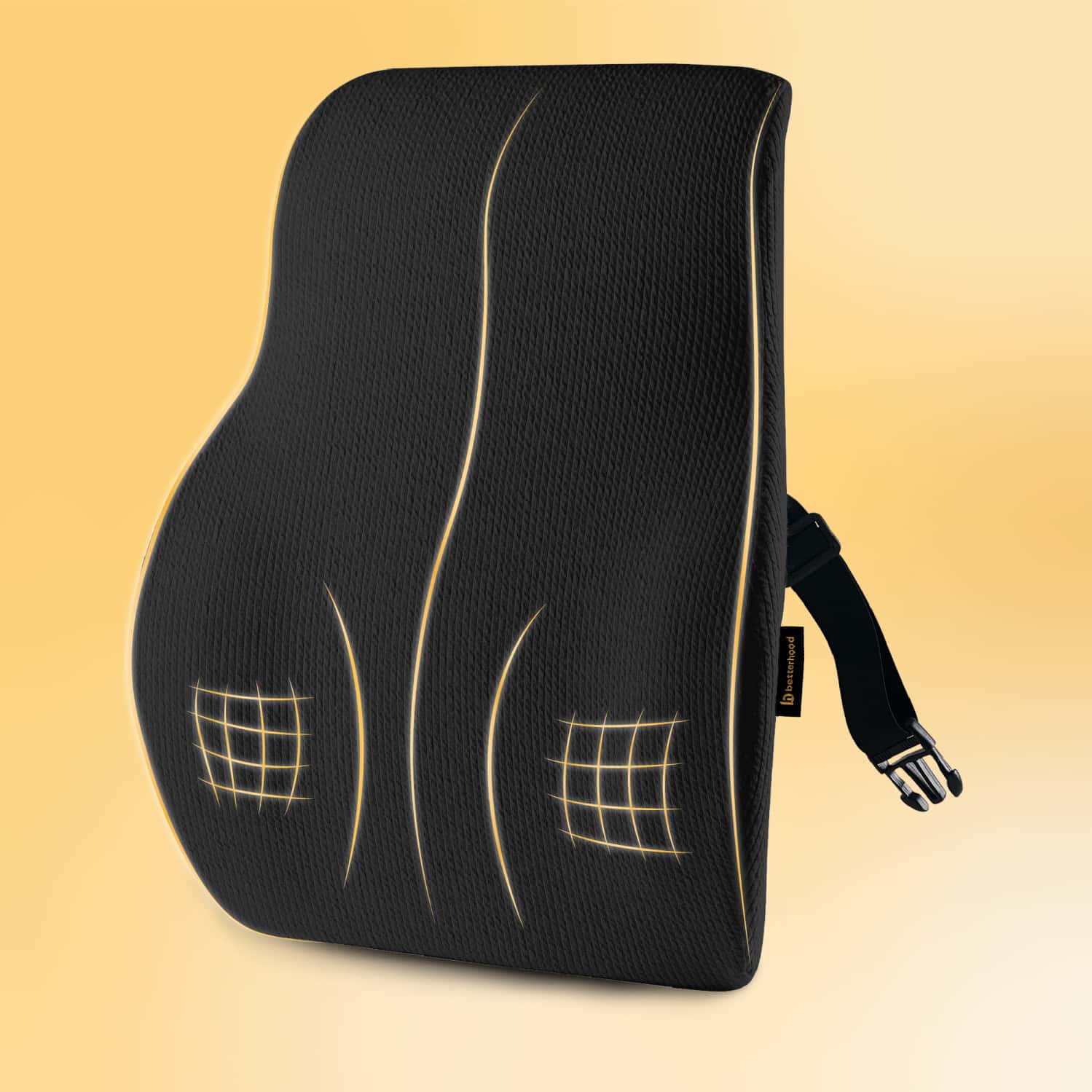 Betterhood Black Memory Foam Ergonomic Lumbar Support Backrest Cushion For Chair