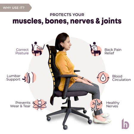 Betterhood Black Memory Foam Ergonomic Lumbar Support Backrest Cushion For Chair
