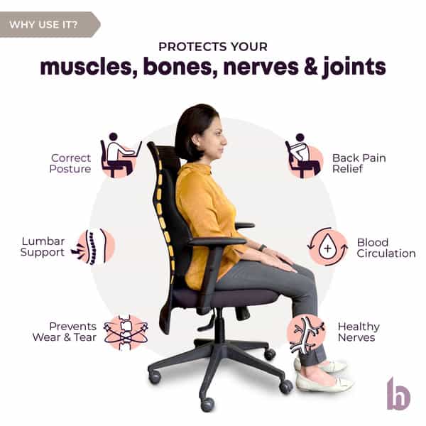 Betterhood Black Memory Foam Ergonomic Lumbar Support Backrest Cushion For Chair