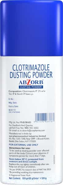 Abzorb | Total Skin Relief | Dusting Powder | 20% Extra | Bottle | 120 Gm