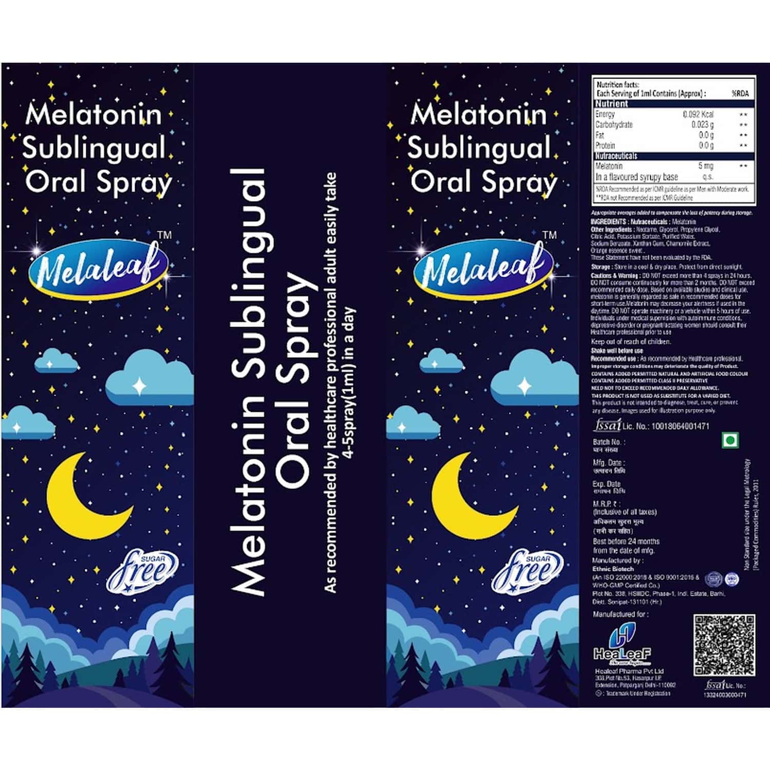 Melatonin Sublingual Oral Spray - 30ml