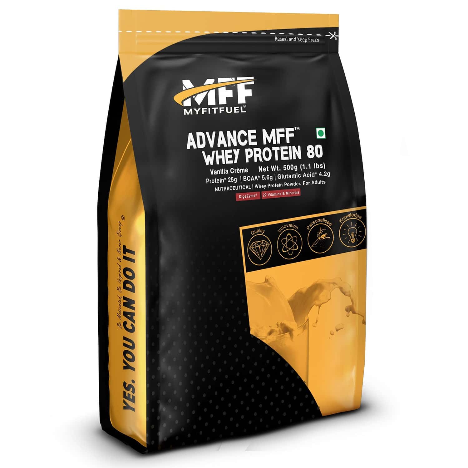 Myfitfuel Advance Mff Whey Protein 80, Whey Concentrate 80% + Digestive Enzymes|500g, Vanilla Creme