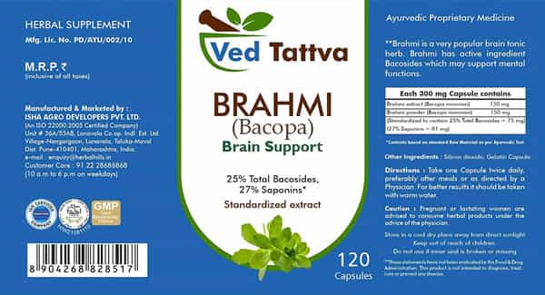 Ved Tattva Brahmi 120 Capsules (Pack Of 2)