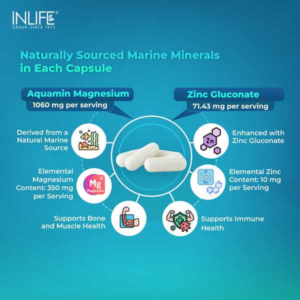 Inlife Marine Magnesium Supplement 1060Mg | Muscle Function | Metabolism & Daily Wellness | 30 N