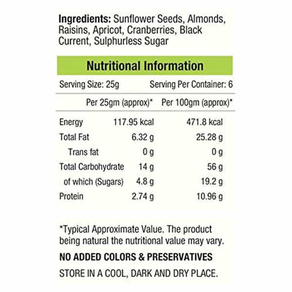 Nourishvitals Seed & Fruit Mix - Earthy Currants - Breakfast / Snacks Trail Mix 150 Gm