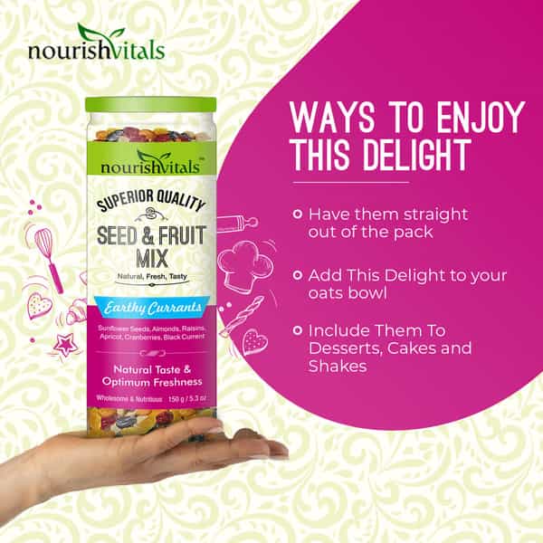 Nourishvitals Seed & Fruit Mix - Earthy Currants - Breakfast / Snacks Trail Mix 150 Gm