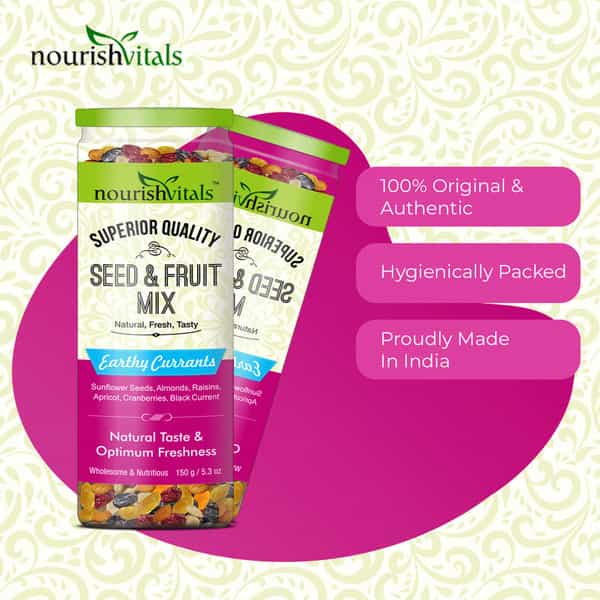 Nourishvitals Seed & Fruit Mix - Earthy Currants - Breakfast / Snacks Trail Mix 150 Gm