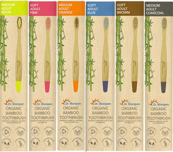Dr. Morepen Organic Bamboo Toothbrush For Adults Pack Of 6'S