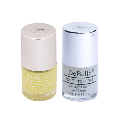 Debelle Gel Nail Polish Gift Set Of 2 Lemon Tart | Matte Top Coat - 16 Ml (8ml Each)