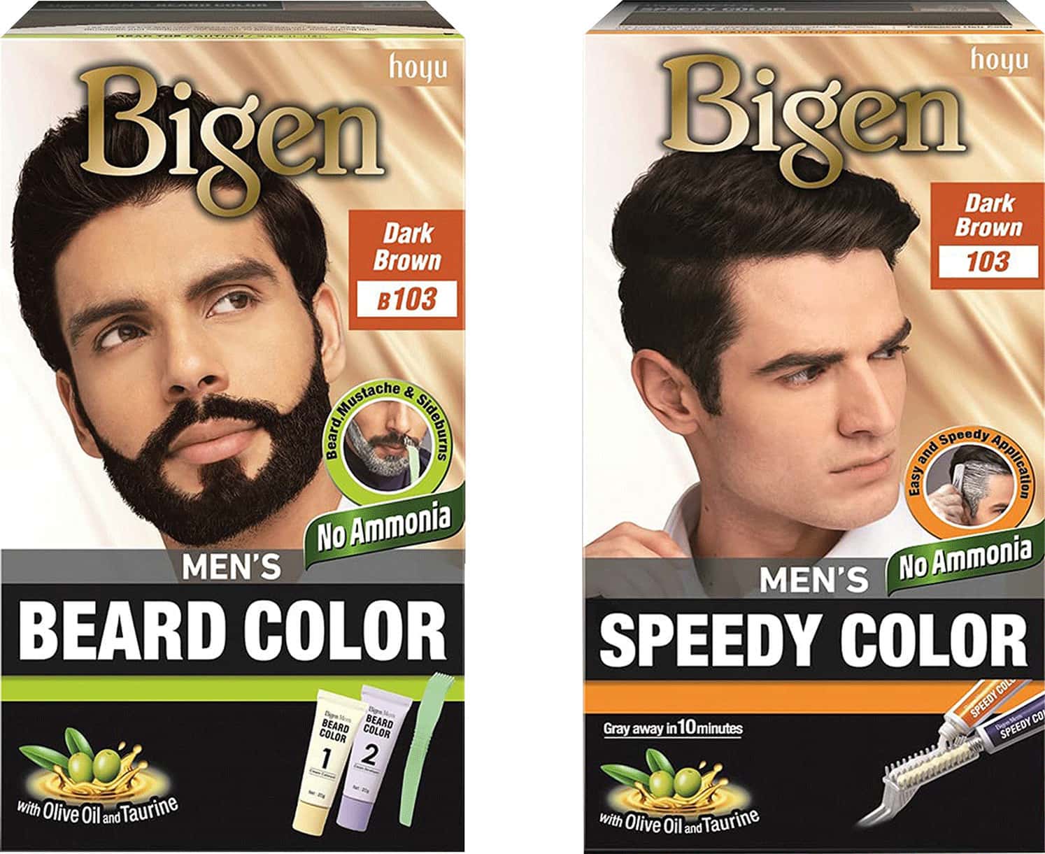 Bigen Men's Beard Color Dark Brown B103 40g & Bigen Men's Speedy Color Dark Brown 103 80g
