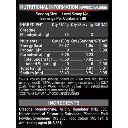 Muscleblaze Micronized Creatine Monohydrate Powder | Fruit Splash (80 Servings | 320g)