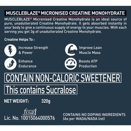 Muscleblaze Micronized Creatine Monohydrate Powder | Fruit Splash (80 Servings | 320g)