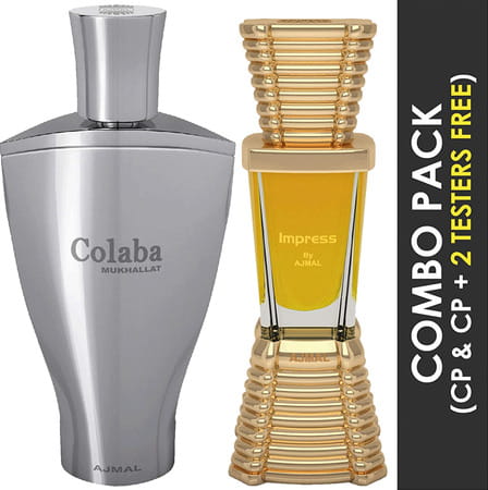 Ajmal Colaba Mukhallat Cp Attar 14Ml For Unisex And Impress Cp Oil Alcohol-Free Attar 10Ml For Men