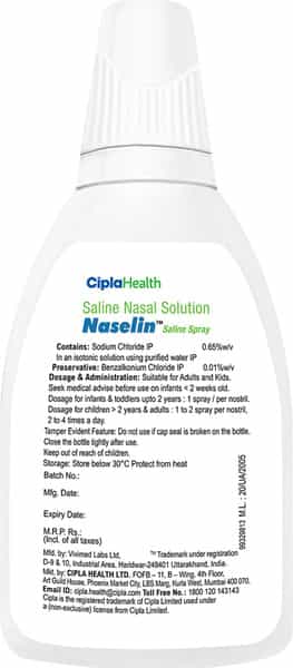 Naselin Saline Spray 20 Ml (Pack Of 7)