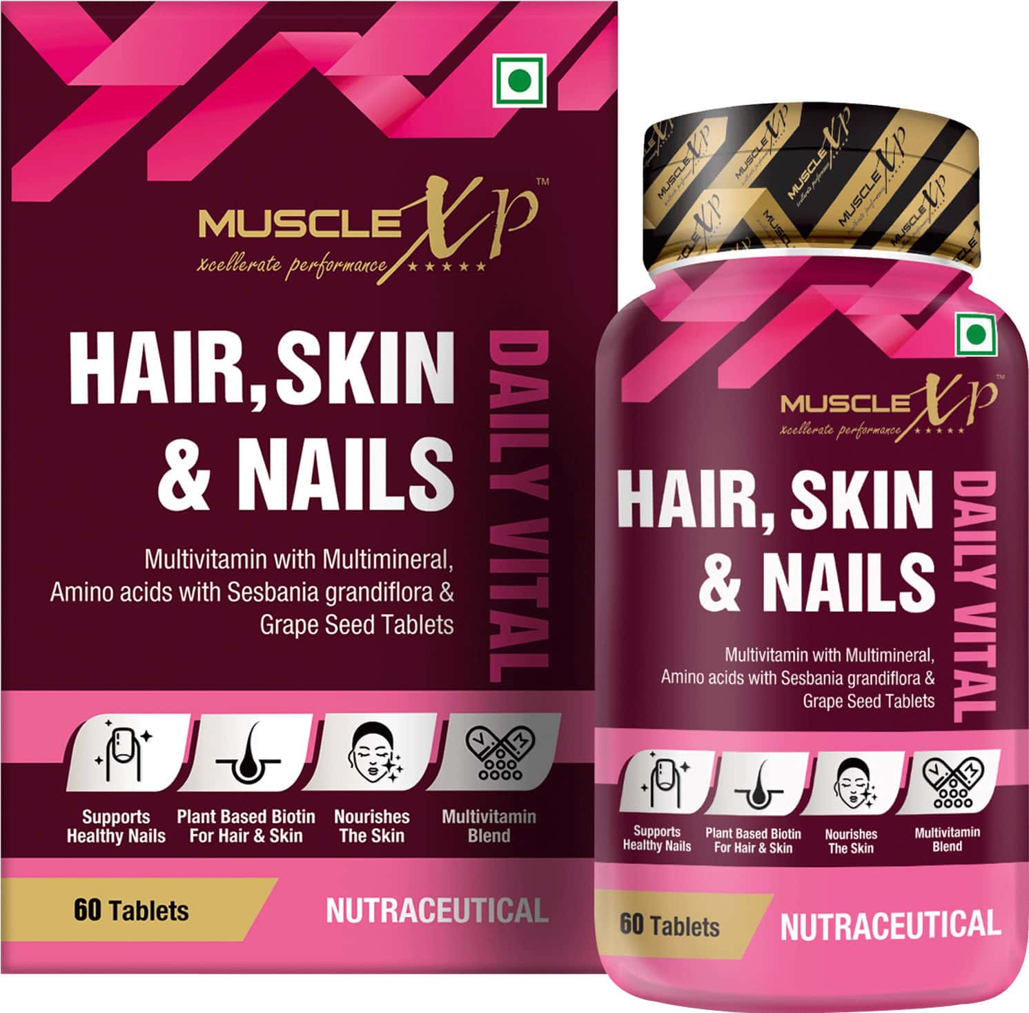 Musclexp Multivitamin Hair Skin And Nails Biotin & Amino Acids - 60 Tablets