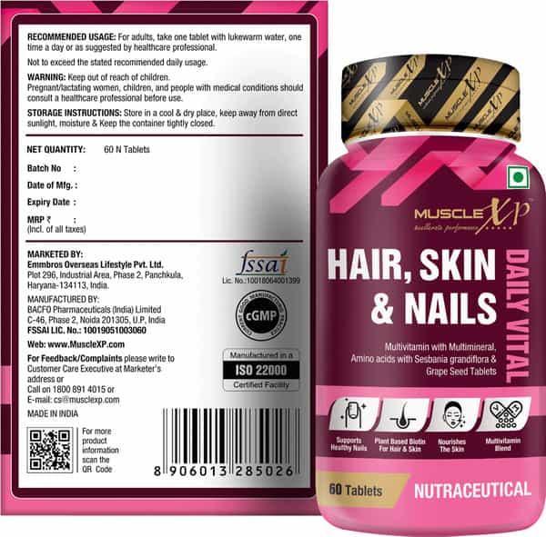 Musclexp Multivitamin Hair Skin And Nails Biotin & Amino Acids - 60 Tablets