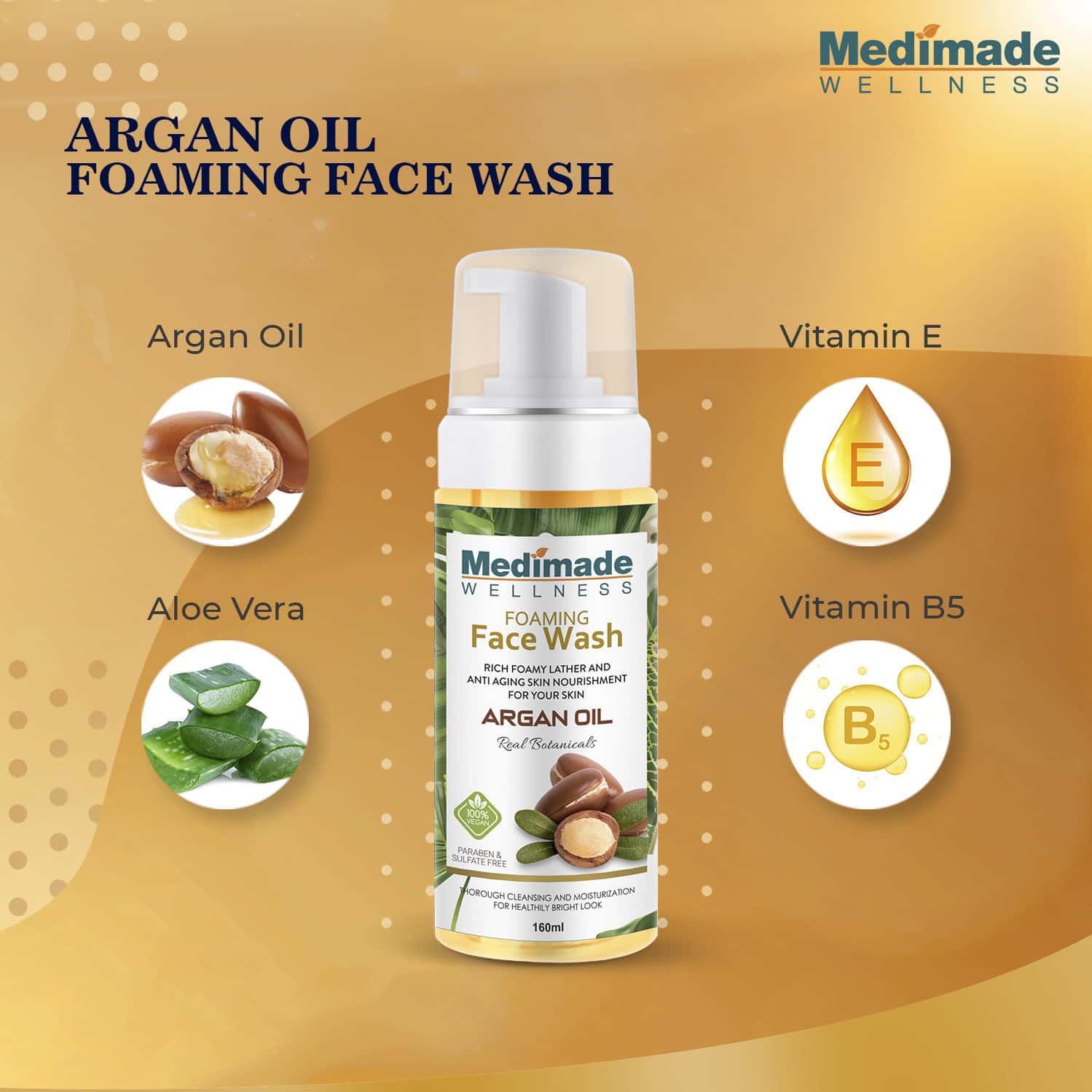 Buy MEDIMADE MOROCCAN ARGAN OIL FOAMING FACE WASH 160 ML Online & Get