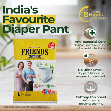 Friends Classic Adult Dry Pants L Size (76-142 Cm) Adult Diapers 1 Nos