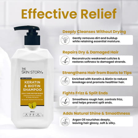 The Skin Story Keratin & Biotin Shampoo For Soft Anti Frizz Hair Paraben Free - 250ml
