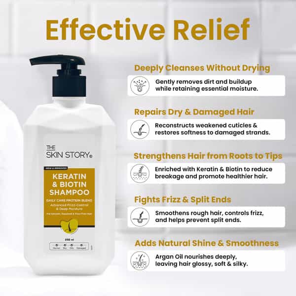The Skin Story Keratin & Biotin Shampoo For Soft Anti Frizz Hair Paraben Free - 250Ml