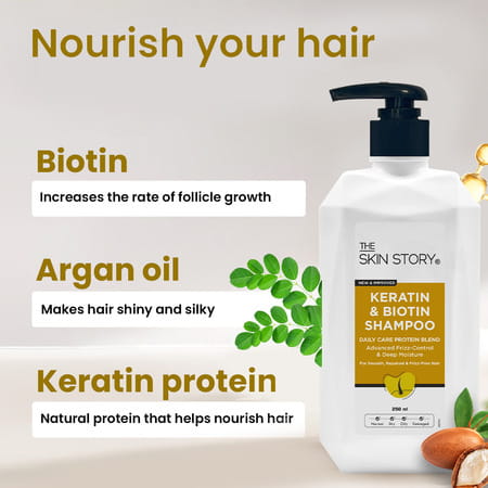 The Skin Story Keratin & Biotin Shampoo For Soft Anti Frizz Hair Paraben Free - 250ml