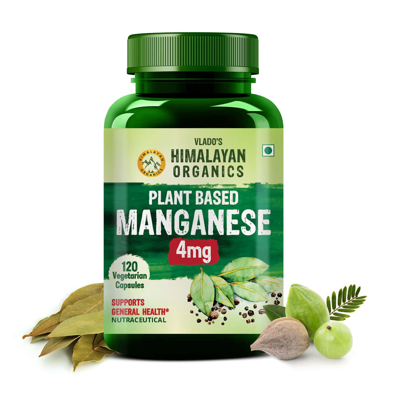 Vlado's Himalayan Organics Plant Based Manganese 4mg Supplement | Trace Mineral Supplement - 120n