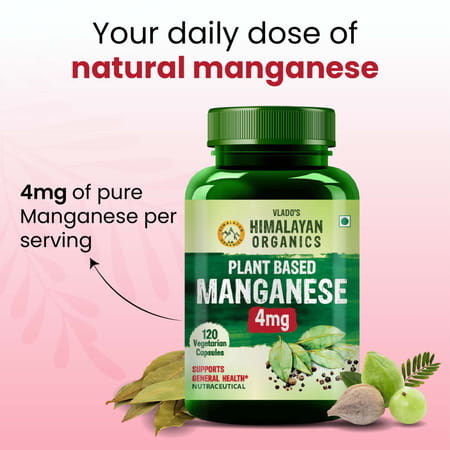 Vlado'S Himalayan Organics Plant Based Manganese 4mg Supplement | Trace Mineral Supplement - 120n