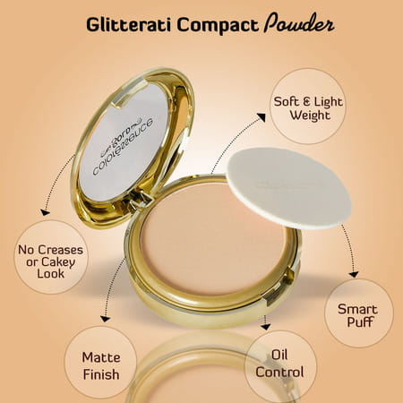 Coloressence Glitterati Compact Powder Gold Range Oil Free Matte Finish | Sand Beige 10gm