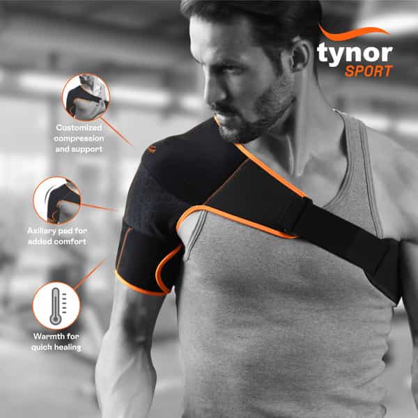 Tynor Shoulder Support Double Lock (Neo) | Black & Green | Universal | 1 Unit