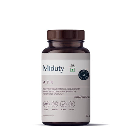 Miduty Palak Notes Vitamin Adk - Contains Vitamin A - D3 - K2 Immunity Booster Capsule 30 Capsules