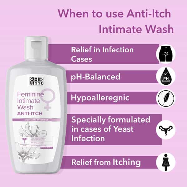 Sheneed Anti-Itch Feminine Intimate Wash - Reduces Redness | Itchiness & Smoothens Skin|100 Ml